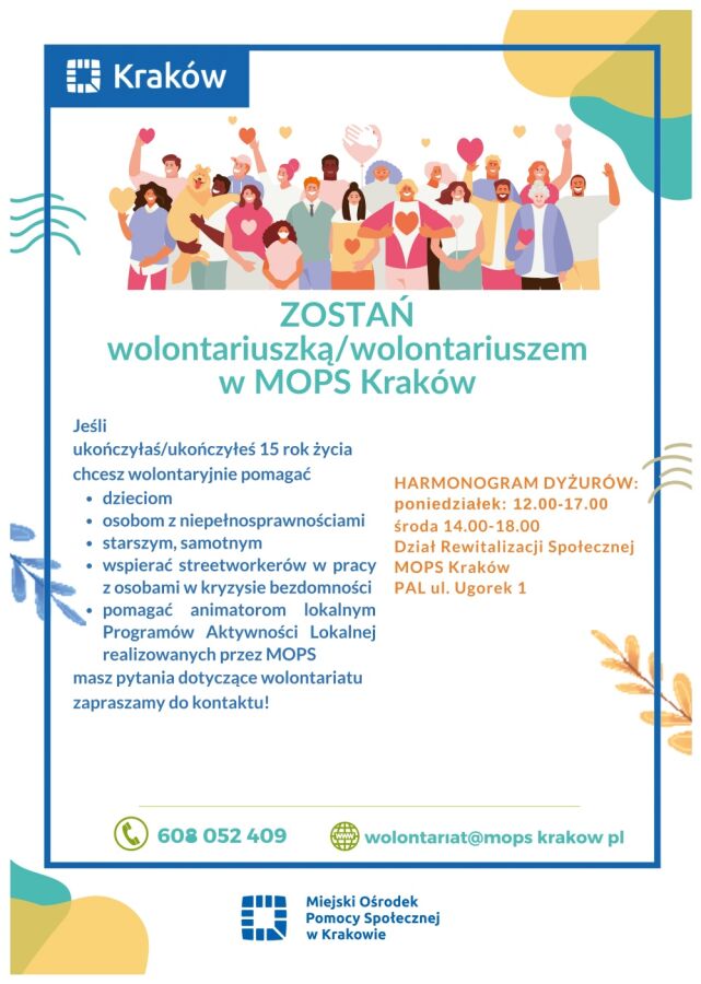 Miejski Ośrodek Pomocy Społecznej w Krakowie zaprasza osoby